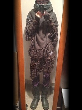 「BEAMS（ビームス）のアイテム（ポンチョ）」を使った、nakajijapanさんの冬コーディネート