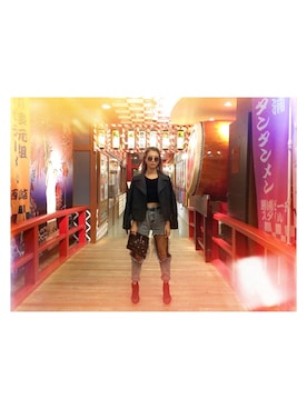 「UNIF」｜「アイテム（ライダースジャケット）」を使った、山本優希さん（レディース・158cm）の秋コーディネート