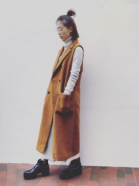 「cheap monday」｜「アイテム（その他アウター）」を使った、山本優希さん（レディース・158cm）の秋コーディネート