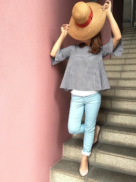 「piccin」｜「アイテム（帽子）」を使った、PICCINさん（レディース・154cm）の夏コーディネート