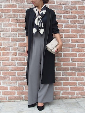 「piccin」｜「アイテム（ノーカラージャケット）」を使った、PICCINさん（レディース・154cm）の秋コーディネート