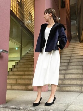 「piccin」｜「アイテム（ムートンコート）」を使った、PICCINさん（レディース・154cm）の秋コーディネート