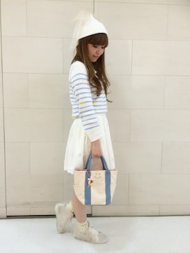 「マリン」｜「アイテム（ニットキャップ/ビーニー）」を使った、ERIさん（レディース・162cm）の春コーディネート
