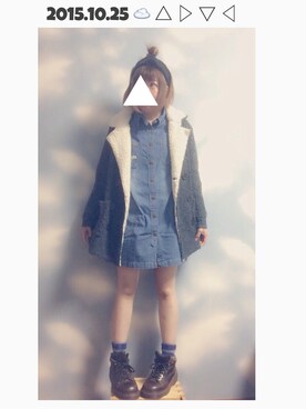 「Candy Stripper」｜「アイテム（シャツワンピース）」を使った、moonちゃん。さん（レディース・154cm）の秋コーディネート
