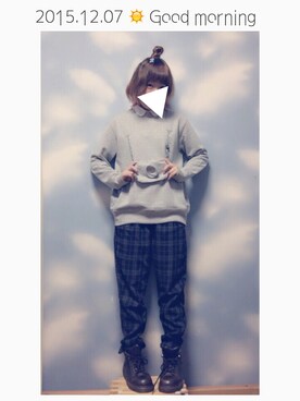 「CUBE SUGAR（キューブシュガー）のアイテム（チェスターコート）」を使った、moonちゃん。さん（レディース・154cm）の冬コーディネート