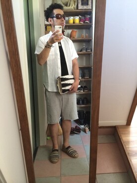 「FREAK'S STORE（フリークスストア）のアイテム（シャツ/ブラウス、ホワイト系）」を使った、MAKOTOさん（メンズ）の夏コーディネート