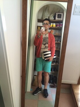 「FREAK'S STORE（フリークスストア）のアイテム（カーディガン/ボレロ、レッド系）」を使った、MAKOTOさん（メンズ）の秋コーディネート