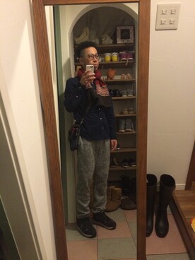 「FREAK'S STORE（フリークスストア）のアイテム（シャツ/ブラウス、ブルー系）」を使った、MAKOTOさん（メンズ）の冬コーディネート