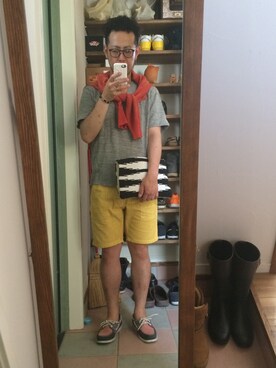「アイテム（イエロー系）」を使った、MAKOTOさん（メンズ・165cm）の春コーディネート