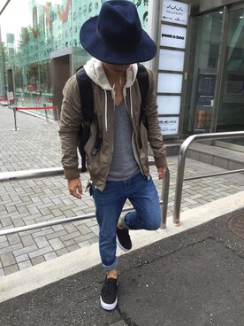 「HARE（ハレ）のアイテム（ミリタリージャケット）」を使った、Shotaroさん（メンズ・165cm）の秋コーディネート