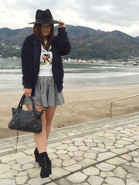 「AVAN LILY（アヴァンリリィ）のアイテム（ブルゾン）」を使った、きょんぴぃさん（レディース・154cm）の冬コーディネート