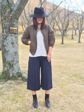 「OZOC（オゾック）のアイテム（ジャケット/アウター）」を使った、きょんぴぃさん（レディース・154cm）の冬コーディネート