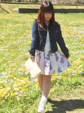 「春ワンピ」｜「アイテム（デニムジャケット）」を使った、きょんぴぃさん（レディース・154cm）の春コーディネート