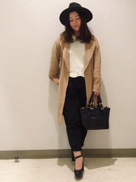 「スカラップ」｜「アイテム（トレンチコート）」を使った、きょんぴぃさん（レディース・154cm）の秋コーディネート