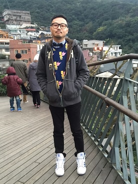 「NO NAME（ノーネーム）のアイテム（スウェット）」を使った、Donさん（メンズ・170cm）の冬コーディネート