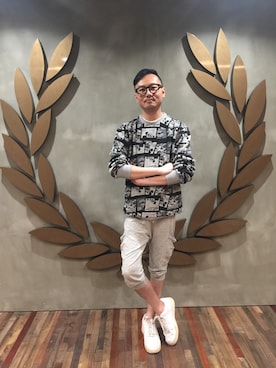 「アイテム（パンプス、ホワイト系）」を使った、Donさん（メンズ・170cm）の冬コーディネート