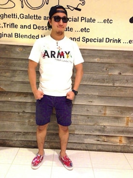 「TYPE BLUE（タイプブルー）のアイテム（Tシャツ/カットソー）」を使った、toshioさん（メンズ・168cm）の夏コーディネート