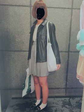 「nice claup」｜「アイテム（ライダースジャケット）」を使った、Ayaka Fujiikeさん（レディース・168cm）の秋コーディネート