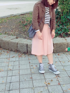 「RETRO GIRL（レトロガール）のアイテム（ミリタリージャケット）」を使った、hiiibarさん（レディース・157cm）の春コーディネート