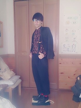 「アイテム（ノーカラージャケット）」を使った、keisukeさん（メンズ・174cm・10代）の冬コーディネート