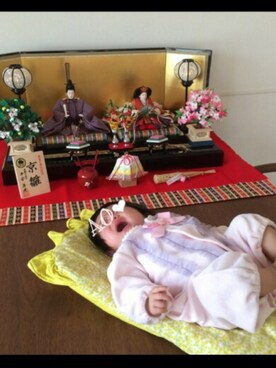 「3ヶ月」｜「アイテム（その他）」を使った、AO❤︎さん（キッズ・70cm）の秋コーディネート