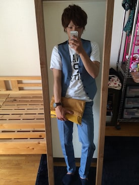 デニムジレを使ったメンズ人気ファッションコーディネート Wear