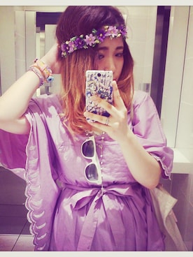 「flower」｜「アイテム（チュニック）」を使った、きをぴさん（レディース・157cm）の夏コーディネート