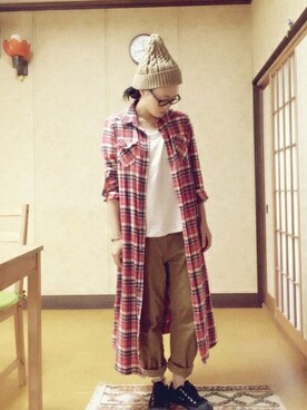 「BACK NUMBER（バックナンバー）のアイテム（シャツワンピース）」を使った、michiさん（レディース・157cm）の秋コーディネート