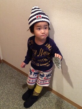 「スキップランド（スキップランド）のアイテム（その他パンツ、ホワイト系）」を使った、★miiikiii★さん（キッズ・100cm）の冬コーディネート