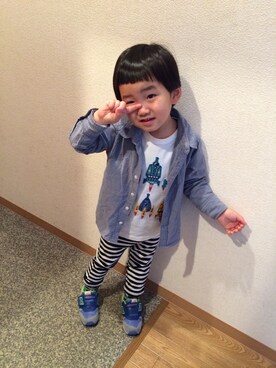 「babyGAP（babyGAP）のアイテム（Tシャツ/カットソー、ホワイト系）」を使った、★miiikiii★さん（キッズ・100cm）の春コーディネート
