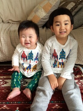 「babyGAP（babyGAP）のアイテム（Tシャツ/カットソー、ホワイト系）」を使った、★miiikiii★さん（キッズ・100cm）の春コーディネート