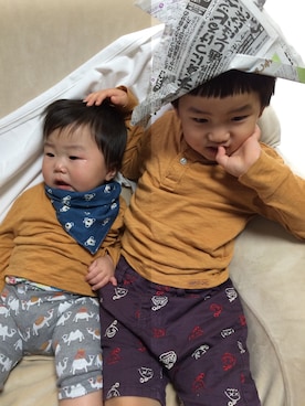 「babyGAP（babyGAP）のアイテム（Tシャツ/カットソー、ブラウン系）」を使った、★miiikiii★さん（キッズ・100cm）の春コーディネート
