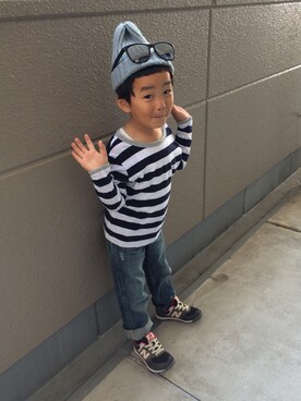 「UNIQLO（ユニクロ）のアイテム（Tシャツ/カットソー、ブラック系）」を使った、★miiikiii★さん（キッズ・100cm）の秋コーディネート