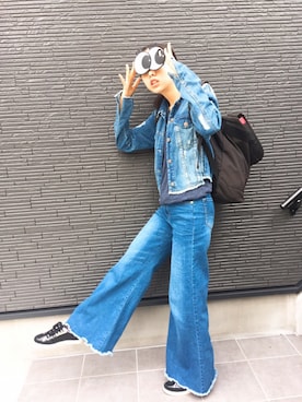 「stradivarius（ストラディバリウス）のアイテム（デニムジャケット）」を使った、Moe Furukawaさん（レディース・169cm）の秋コーディネート