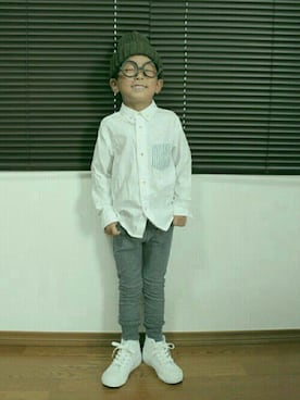 「スウェット×シャツ」｜royさん（キッズ・110cm）の秋コーディネート