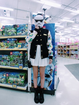 「JOYRICH」｜「アイテム（スタジャン）」を使った、Albee Kさん（レディース・161cm）の秋コーディネート