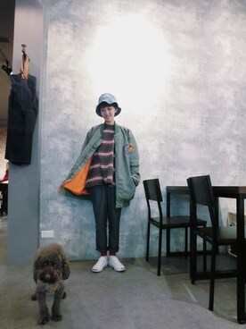 「JOYRICH」｜「アイテム（ライダースジャケット）」を使った、Albee Kさん（レディース・161cm）の冬コーディネート