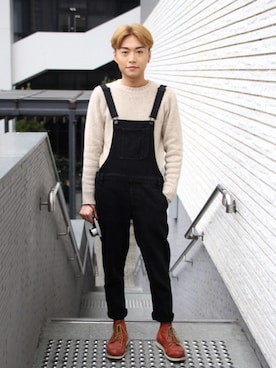 「MONKI（モンキ）のアイテム（つなぎ/オールインワン）」を使った、Hin!さん（メンズ・168cm）の春コーディネート