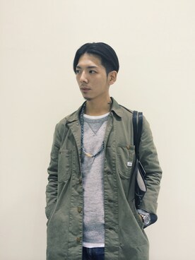 「Bape」｜「アイテム（ダウンジャケット/コート）」を使った、JinwooParkさん（メンズ・174cm）の秋コーディネート