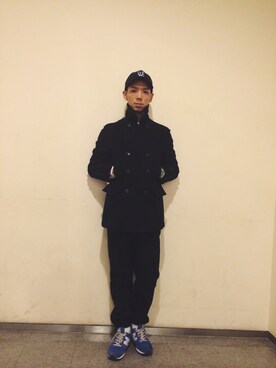 「NEWERA」｜「アイテム（ピーコート）」を使った、JinwooParkさん（メンズ・174cm）の秋コーディネート