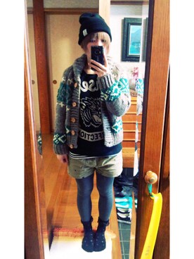 「Westwood Outfitters（ウエストウッドアウトフィッターズ）のアイテム（カーディガン/ボレロ、グレー系）」を使った、chimaki★さん（レディース・156cm）の秋コーディネート