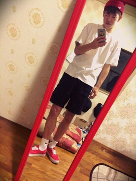 「AAPE BY A BATHING APE（エーエイプバイアベイシングエイプ）のアイテム（帽子）」を使った、かずたかさん（メンズ・170cm）の夏コーディネート