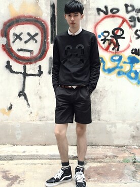 「shorts」｜「アイテム（スウェット）」を使った、Ramon liさん（メンズ・178cm）の秋コーディネート