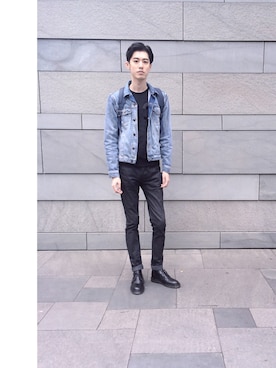「A.P.C.（アーペーセー）のアイテム（ブーツ）」を使った、Ramon liさん（メンズ・178cm）の冬コーディネート