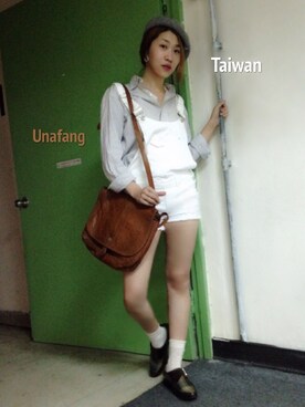 「stradivarius（ストラディバリウス）のアイテム（つなぎ/オールインワン）」を使った、unafangさん（レディース・161cm）の秋コーディネート
