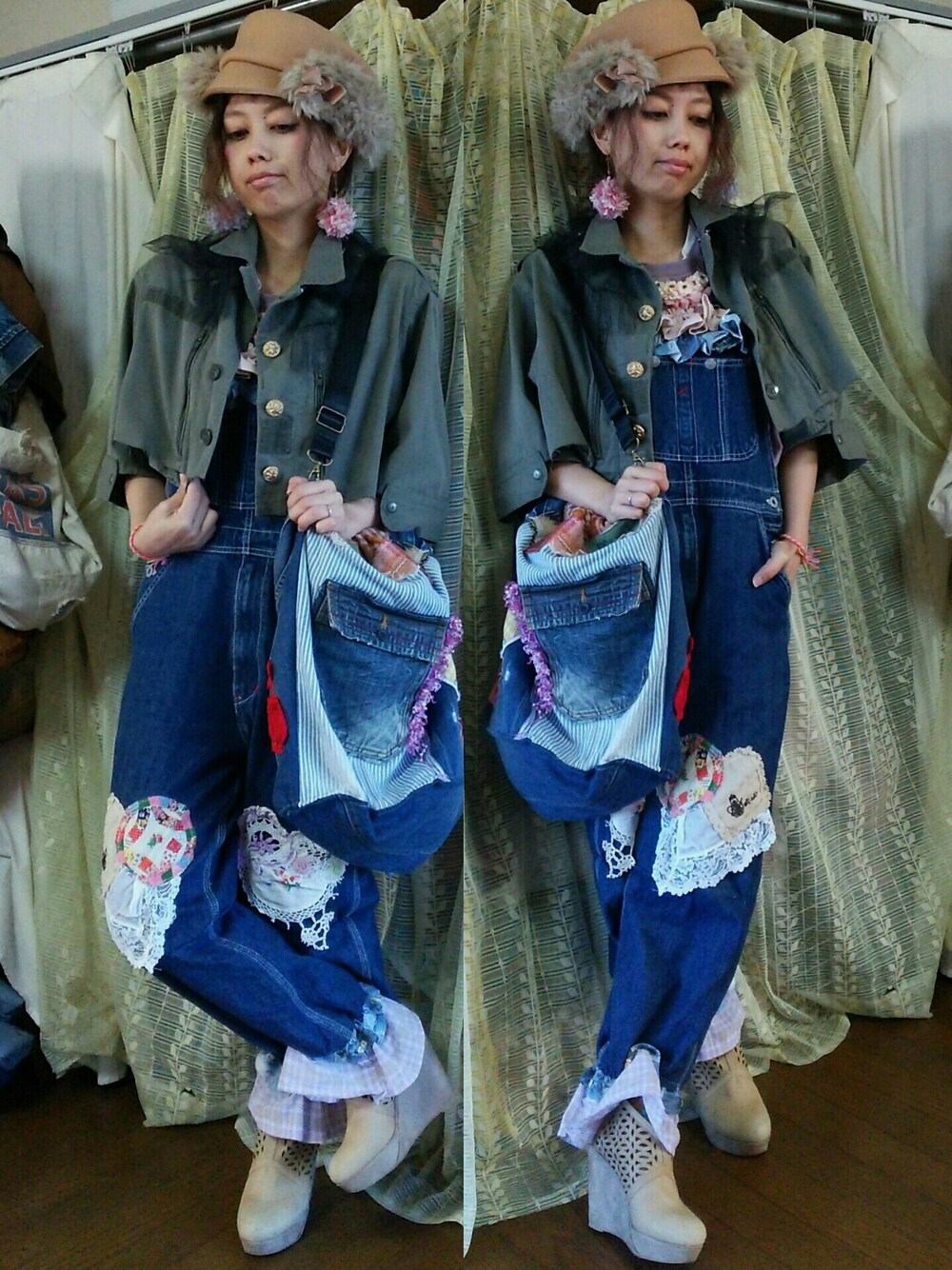 「Handmadeのアイテム（オールインワン・サロペット、ブルー系）」を使った、かおりん★さん（レディース・152cm）の秋コーディネートの1枚目の写真