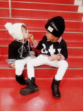 「babyGAP（babyGAP）のアイテム（シューズ）」を使った、ri-channさん（キッズ・70cm）の秋コーディネート