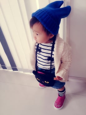 「babyGAP（babyGAP）のアイテム（シューズ）」を使った、ri-channさん（キッズ・70cm）の冬コーディネート