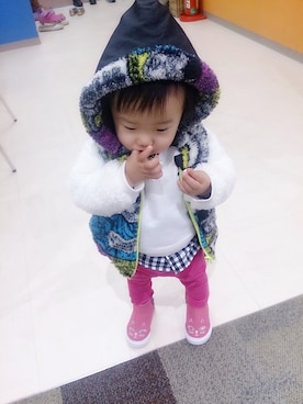 「アイテム（ダウンベスト、その他）」を使った、ri-channさん（キッズ・80cm）の冬コーディネート