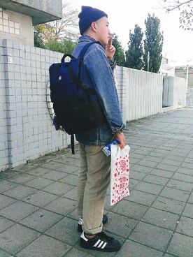 「アイテム（デニムジャケット）」を使った、周孝儒さん（メンズ・179cm・20代）の冬コーディネート